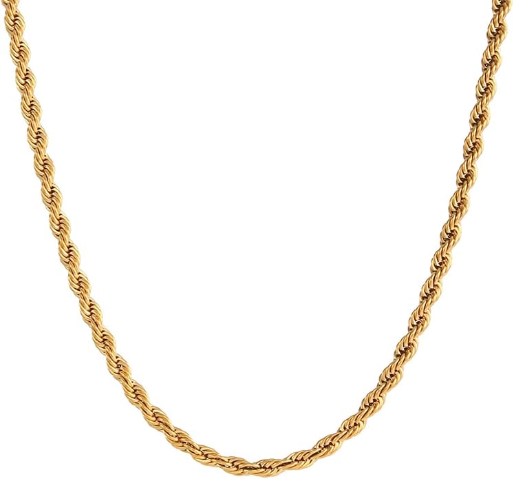 Gold Herringbone Necklace For Women - Rope Chork,Flat Snake Chain Necklaces in 18K Gold & White Gold Plated Tone - Simple Daily Jewelry-Tarnish Free-16-18in