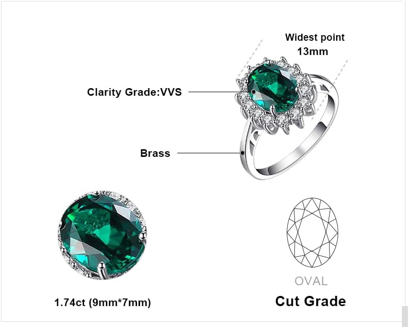 JewelryPalace Princess Diana Kate Middleton Class Gemstone Birthstone Sapphire Halo Engagement Rings for Women, Anniversary 14K White Yellow Rose Gold Plated 925 Sterling Silver Promise Rings for Her