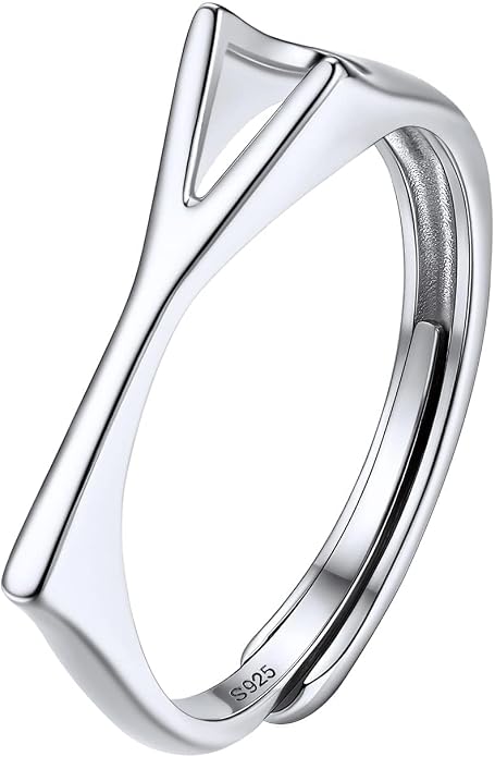 SILVERCUTE 925 Sterling Silver Initial Rings for Women,Adjustable Capital Letter Ring Hypoallergenic,Minimalist 925 Silver Rings for Mother Daughter