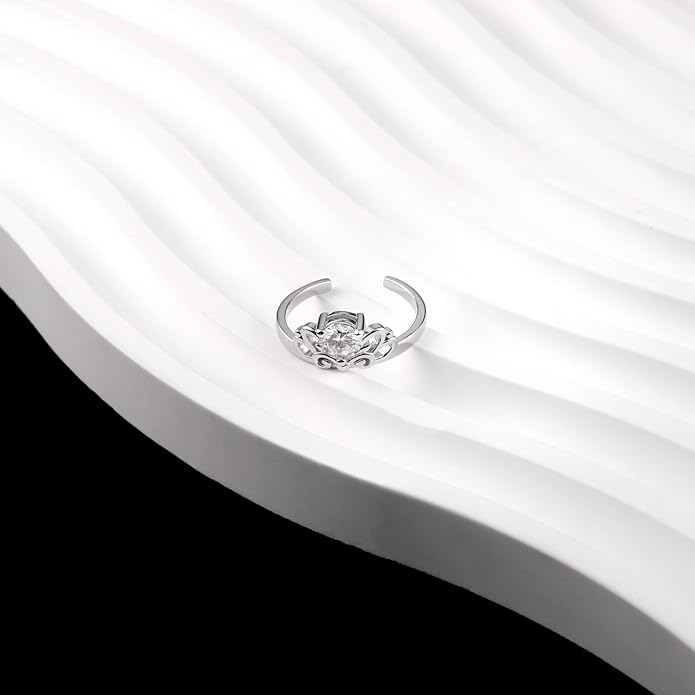 Moissanite Crown Toe Open Ring: 925 Sterling Silver Hypoallergeni 0.5CT Toe Adjustable Cuff Rings Summer Beach Foot Jewelry Gifts for Women