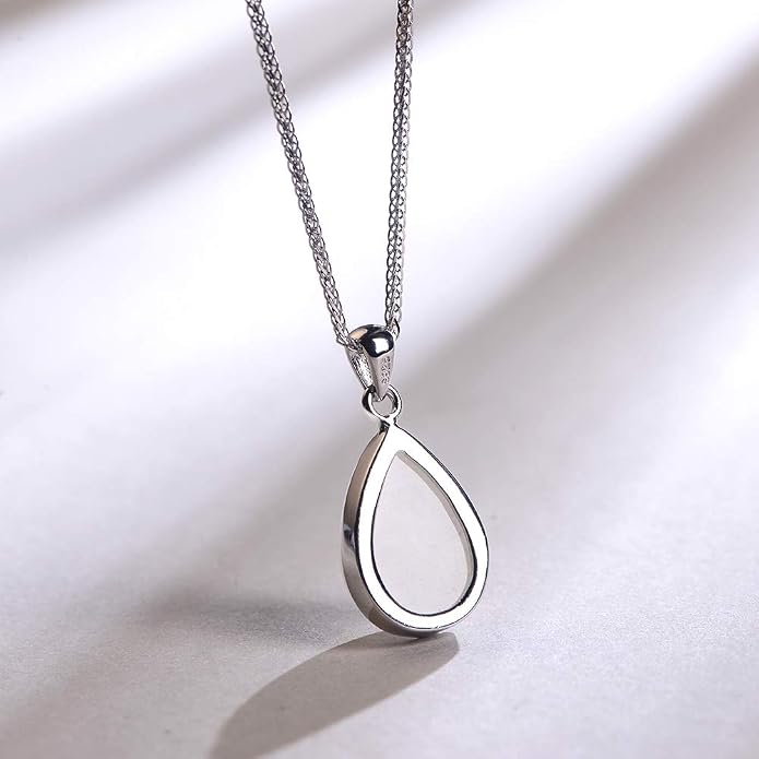 iSTONE 925 Sterling Silver Natural Crytral for Womens Pendant Necklace, Gemstone Birthstone with 17.8" Silver Chain Ladies