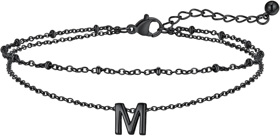 FaithHeart Initial Ankle Bracelets for Women, Waterproof 14k Gold Plated Initial Anklets Non Tarnish Stainless Steel Cute Layered Anklet Summer Beach Jewelry
