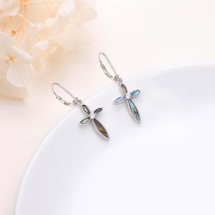 925 Sterling Silver Filigree Dangle Drop Earrings Daisy/Lotus/Rose Flower/Moonstone Leverback Teardrop Earrings for Women Infinity Celtic Knot Daisy Lotus Jewelry for Mothers Day