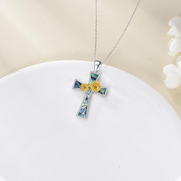 Cross Necklace 925 Sterling Silver Cross Faith Pendant Christian Jewelry Gifts for Women Men