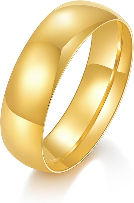 BORUO Silver Ring - 925 Sterling Silver Rings for Women - 14K Gold Plated Waterproof Wedding Band - Elegant Stacking Silver Band For Women and Men - Gifts for Special Occasions 4mm, 6mm Ring Size 4-15