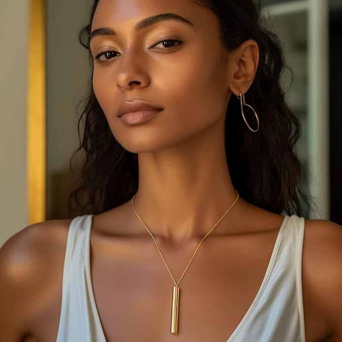 Personalized Engraved Bar Necklace - Unique Customizable Pendant for Any Occasion - Name, Date, Coordinates, Soundwave, Morse Code & More - Meaningful Gift for Loved Ones