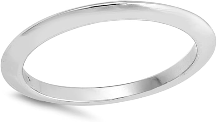 Thin Pointed Knife Edge Wedding Ring 2mm Sterling Silver Stack Band Sizes 3-10
