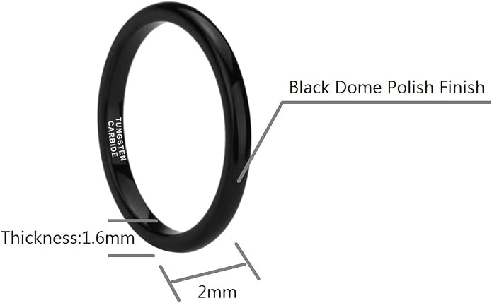 CROWNAL 2mm 4mm 6mm 8mm 10mm Tungsten Wedding Band Ring Men Women Plain Dome Polished Size Comfort Fit Size 3 To 17