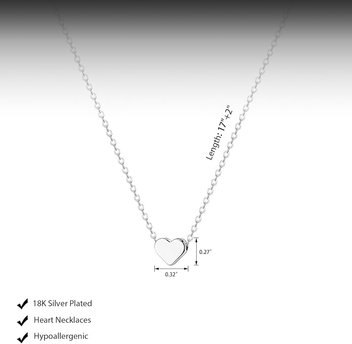 HERIER Cute Heart Necklace Dainty 18k Gold Plated Tiny Heart Pendant Choker Necklaces Small Gold Love Open Heart Chain Necklace for Women Simple Gold Necklace for Women Trendy Jewelry