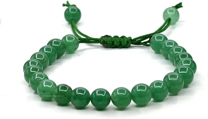 Amazing Gemstone Green Aventurine Bracelet, Gifts for Men & Women - Protection Healing Crystal Bracelet - 8mm Gemstone Beaded Adjustable Bracelet, Pulseras para Hombres Mujer Stocking Stuffers