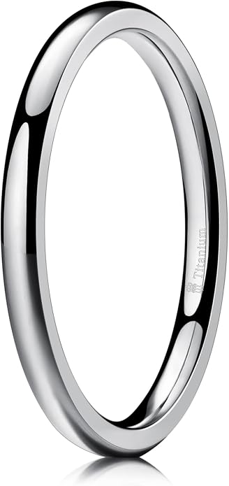 THREE KEYS JEWELRY 2mm 4mm 6mm 8mm Titanium Wedding Band for Men Women, Classic Domed & Step Edge High Polished Comfort Fit Anniversary Ring, Size 4-15