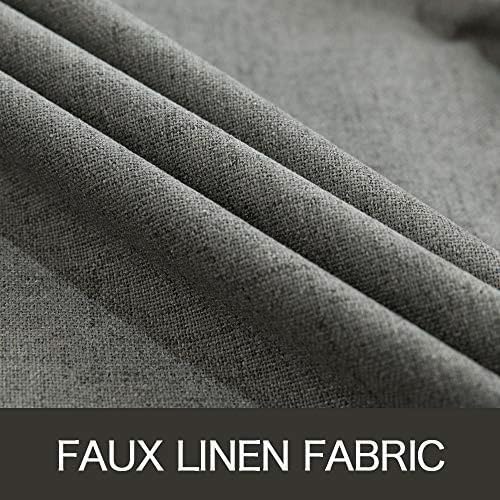 MIULEE Linen Texture Curtains for Bedroom Solid 100% Blackout Thermal Insulated Dark Grey Curtains Grommet Room Darkening Curtains/Draperies Luxury Decor for Living Room 52x120 Inch (2 Panels)