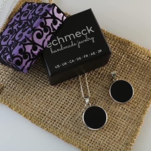 Sterling Silver 925 Black Onyx Flat Round Handmade Pendant Necklace for Women & Men - Unisex