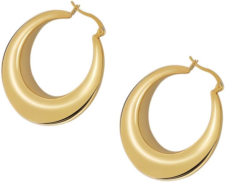 Chunky Large Thick Rounded Tube Hoop Earrings