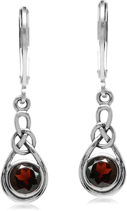 Silvershake Genuine Gemstone Irish Celtic Knot Drop Dangle Earrings