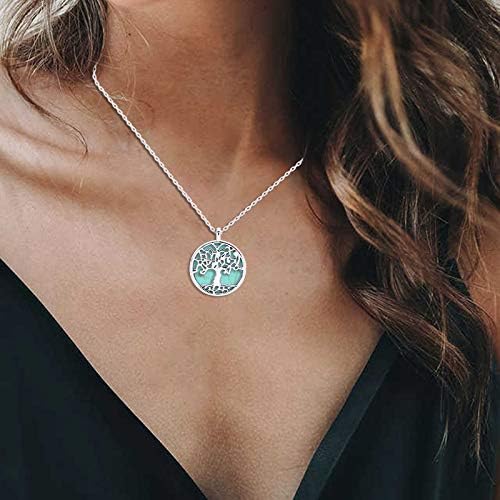AFFY Turquoise Celtic Jewelry Silver Pendant, Tree of Life Necklace, Celtic Necklace Tree of Life for Women/Arbol de la Vida Colgante, 18'' Sterling Silver 925 Chain