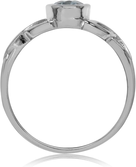 Silvershake 7x5MM Oval Shape Birthstone Gemstone White Gold Plated or 18K Yellow Gold Plated 925 Sterling Silver Triquetra Trinity Celtic Knot Solitaire Ring Jewelry for Women