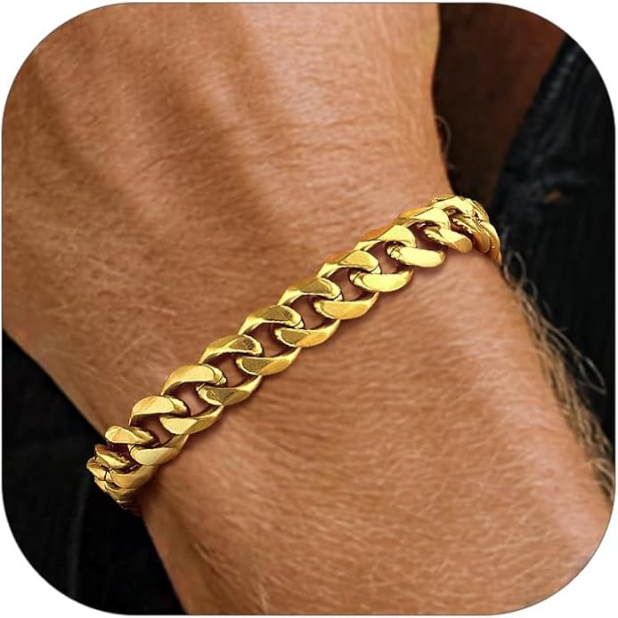 PROSTEEL Stainless Steel Bracelets for Men Women, Gold/Silver/Black, Cuban Link Bracelet Adjustable, Jewelry with Gift Box