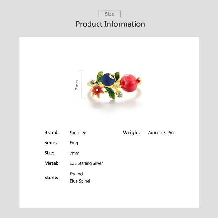 Santuzza 925 Sterling Silver Enamel Flower Ring for Women