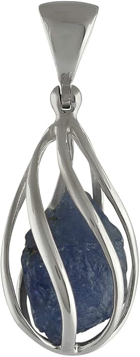 Starborn Gemstone teardrop Style Cage Pendant Sterling Silver