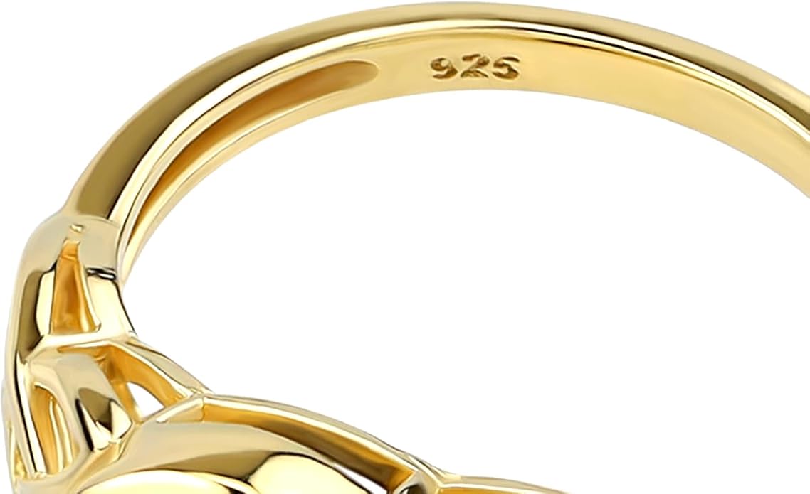 Silvershake 8MM Round Shape Gemstone Antique Finishing or Yellow Gold Plated 925 Sterling Silver Triquetra Celtic Knot Solitaire Ring Jewelry for Women