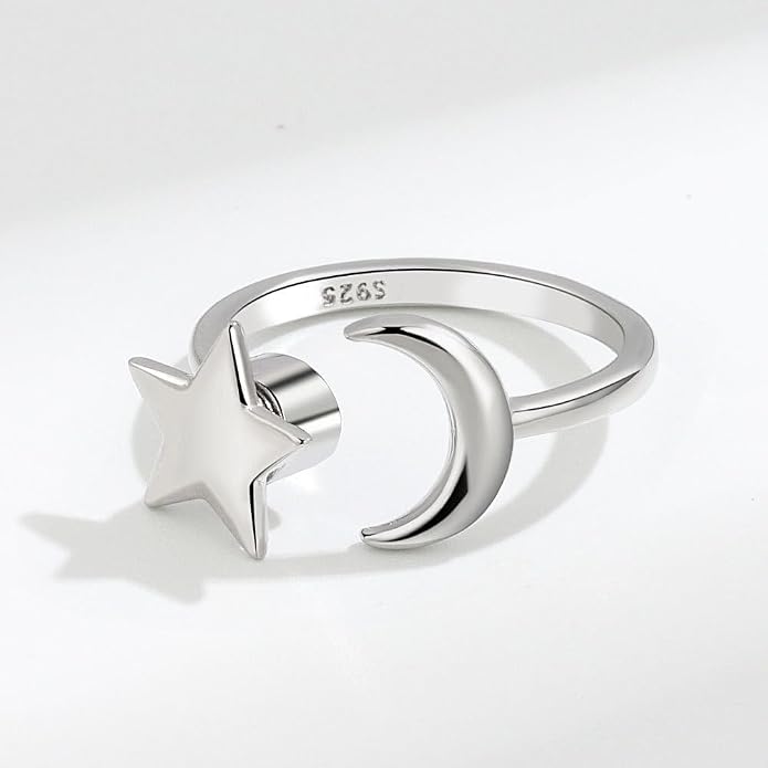 Fidget Ring Anxiety Spinner Ring Open Adjustable Sunflower Star Moon Windmill Butterfly Rings Daisy Stress Relieving Fidget Women Cubic Zirconia Anti Stress Mood Rotate Inspirations Jewelry