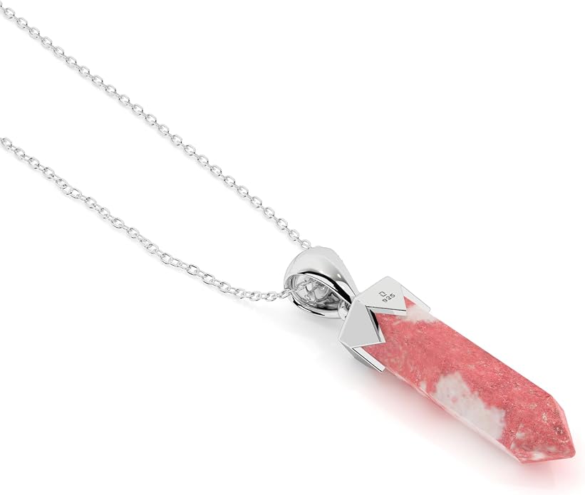 Hexagonal Shape Natural Gemstone Pendant Necklace for Women, Birthstone Jewelry Gifts for Her Birthday, Anniversary, Graduation (15x3.5mm, Bezel-Set)