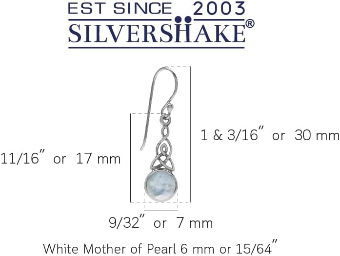 Silvershake 6MM Round Shape Inlay White Gold Plated or Yellow Gold Plated 925 Sterling Silver Triquetra Celtic Knot Dangle Leverback or Hook Earrings Jewelry for Women