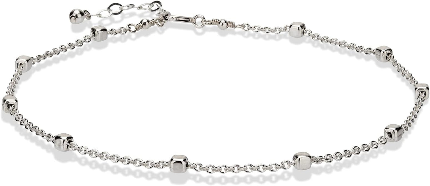 Annika Bella Chain Ankle Bracelet, Anklets for Women Waterproof, 9-10 Inches Silver Chain, Foot Jewelry, Summer Accessories, Gift for Her