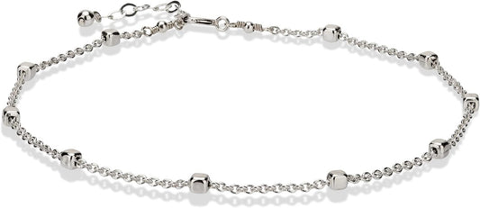 Annika Bella Chain Ankle Bracelet, Anklets for Women Waterproof, 9-10 Inches Silver Chain, Foot Jewelry, Summer Accessories, Gift for Her