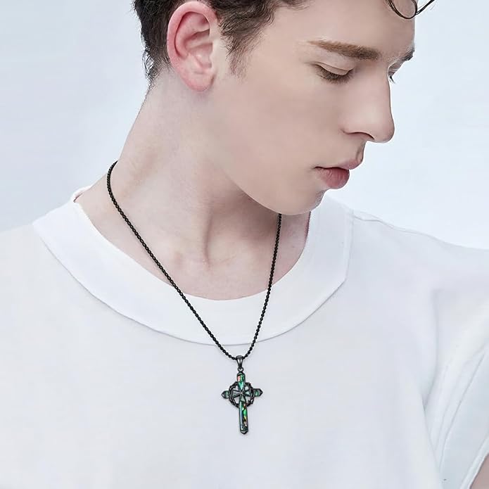 Crown of Thorns Necklace for Men 925 Sterling Silver Nail Cross Necklace Pendant Religious Christian Jewelry Valentines Day Gifts for Men