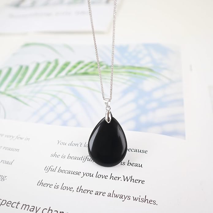 iSTONE 925 Sterling Silver Natural Crytral for Womens Pendant Necklace, Gemstone Birthstone with 17.8" Silver Chain Ladies