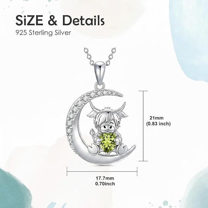 PROESS Animal Birthstone Necklace 925 Sterling Silver Otter/Axolotl/Hippo/Elephant/Dachshund/Monkey/Red Panda Pendant Necklace Animal Birthstone Jewelry Gifts for Women