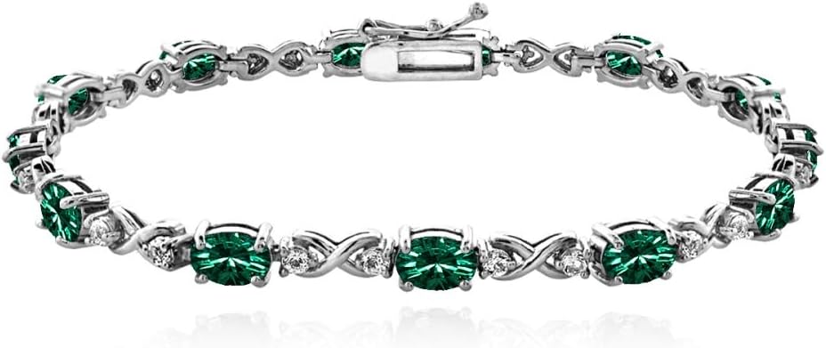 Sterling Silver 6x4mm Oval Infinity Bracelet Made with European Crystals
