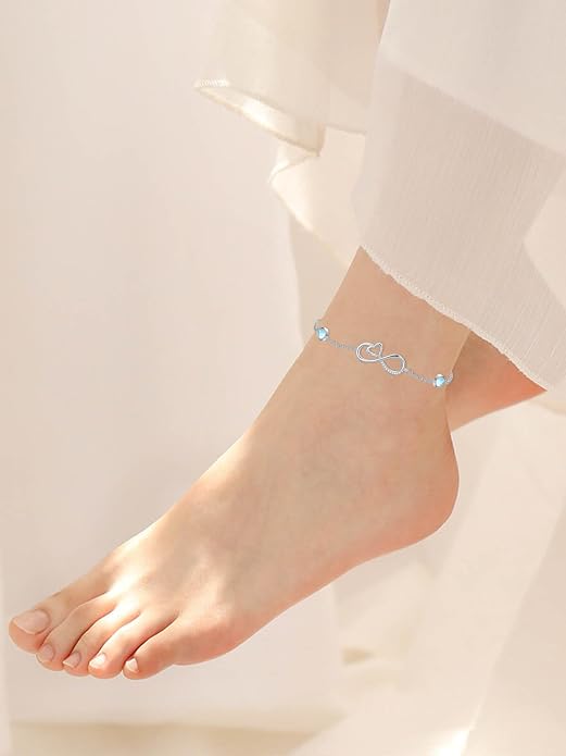 WINNICACA Sterling Silver Butterfly Bracelet Anklet Created Opal Butterfly Jewelry Gifts for Women Birthday Christmas Day Gifts