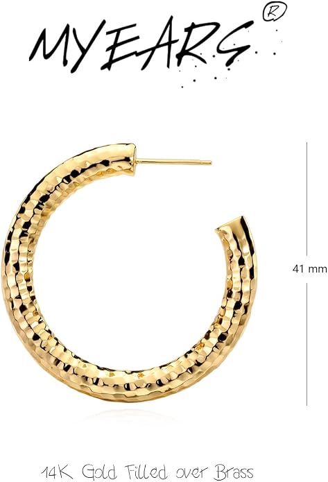 MYEARS Women Hoop Earrings Gold 14K Gold Filled Small Simple Handmade Hypoallergenic Everyday Illusion Jewelry