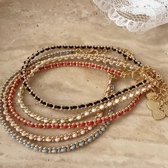 Lucky Red String Protection Bracelets for Women Men 925 Sterling Silver 14K Gold Plated Adjustable Gold Chain Red String Bracelet Red Braided Initial Strand Bracelet Handmade Jewelry for Couple Daughter Birthday Jewelry Gifts