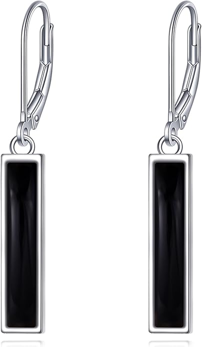CRMAD Abalone Shell Bar Earrings for Women Sterling Silver Leverback Earrings Abalone Jewelry Gift