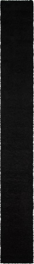 Unique Loom Solid Shag Collection Area Rug (2' 6" x 19' 8" Runner, Jet Black)