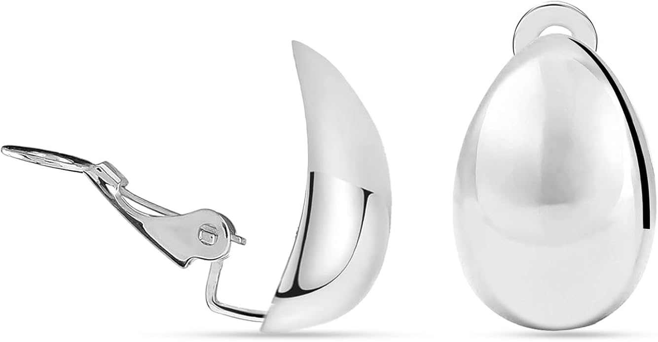 LeCalla 925 Sterling Silver Small Medium Clip On Earrings Non-Pierced Clip-On Stud Earring for Teen Women