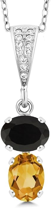 Gem Stone King 2-Stone Gemstone Birthstone Pendant Necklace for Women in 925 Sterling Silver | Oval 8x6MM | 18 Inch Silver Chain | Fine Jewelry for Her Mom Wife