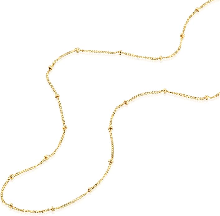 Satellite Bead Necklace - Gold Filled or Sterling Silver, Dainty Adjustable Choker Chain 15" - 17", Minimalist Everyday Stacking Jewelry