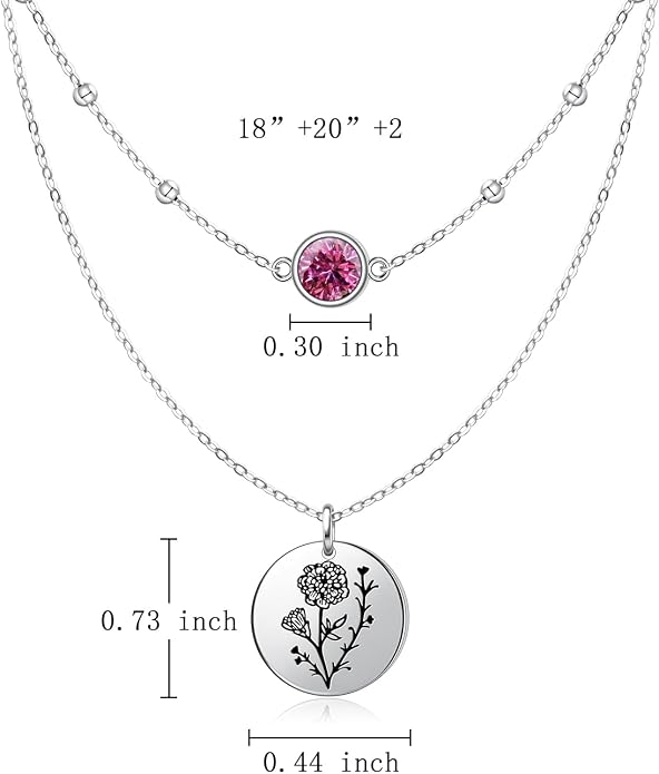 Layered Necklaces for Women S925 Sterling Silver 14k Gold Plated Cross Jesus Tulip Birth Month Flower Necklace Pendant Jewelry Mothers Day Birthday Gifts