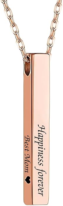 Custom Name Necklace Personalized 3D Engraved Bar 18K Gold Plated Necklace Father's Day Gifts Customized Name Jewelry Gift for Women Men