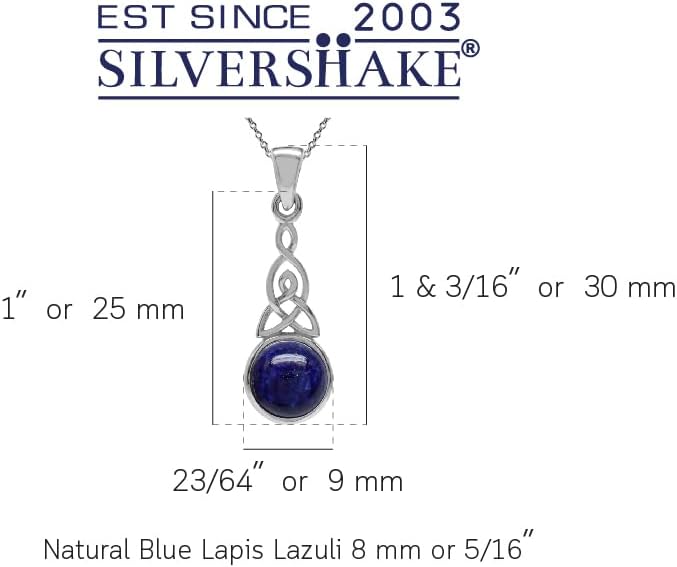 Silvershake 8MM Round Shape Gemstone White Gold Plated or Yellow Gold Plated 925 Sterling Silver Triquetra Celtic Knot Pendant or Pendant with 18 Inches Chain Necklace Jewelry for Women