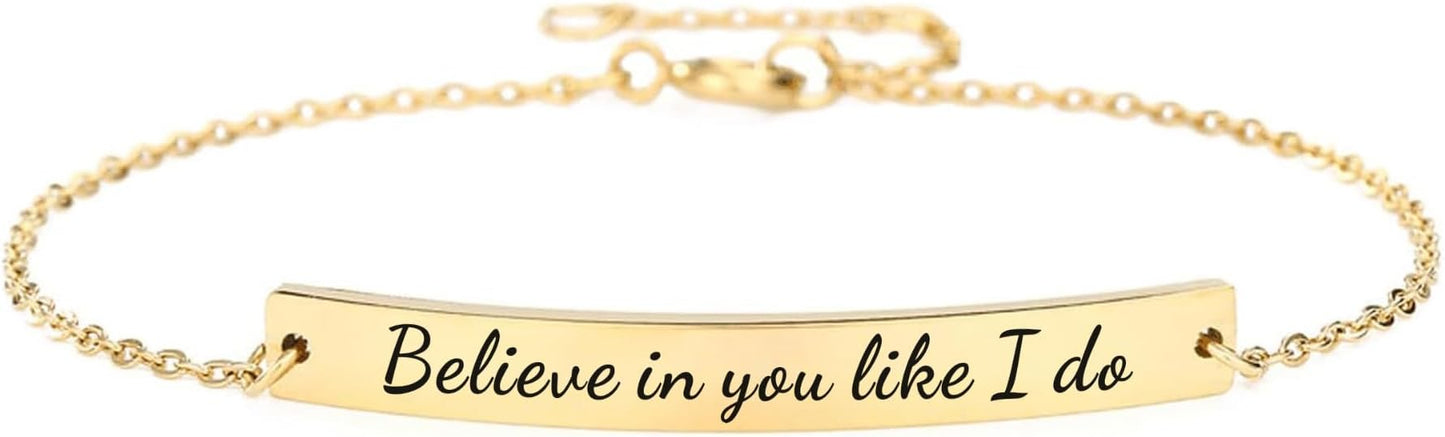 Dont Let The Hard Days Win Bracelet - Gold Hard Day Motivational Bangle Stainless Steel Engraved Words, Inspirational Chain Jewelry Gifts for Women Friend