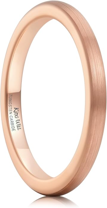 King Will Wedding Band for Men Women, 2/4/6/7/8mm Domed Matte Brushed Tungsten Carbide Rings, Solid/Dual Color Engagement Rings, Comfort Fit
