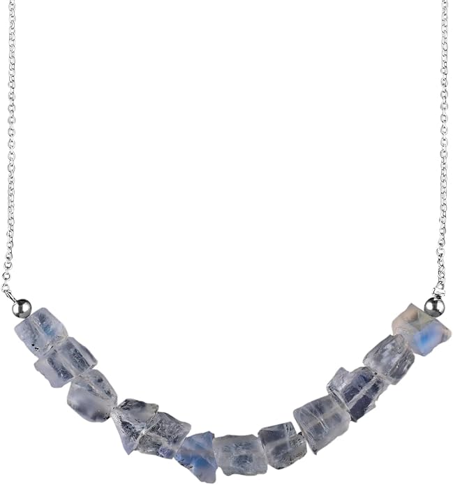 Natural Gemstone Dainty Pendant Necklace for Women Handmade Crystal Jewelry 925 Sterling Silver 18 Inch Chain Healing Chakra Christmas Birthday Gift for Her