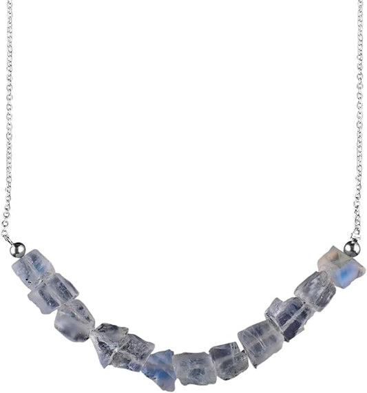 Natural Gemstone Dainty Pendant Necklace for Women Handmade Crystal Jewelry 925 Sterling Silver 18 Inch Chain Healing Chakra Christmas Birthday Gift for Her