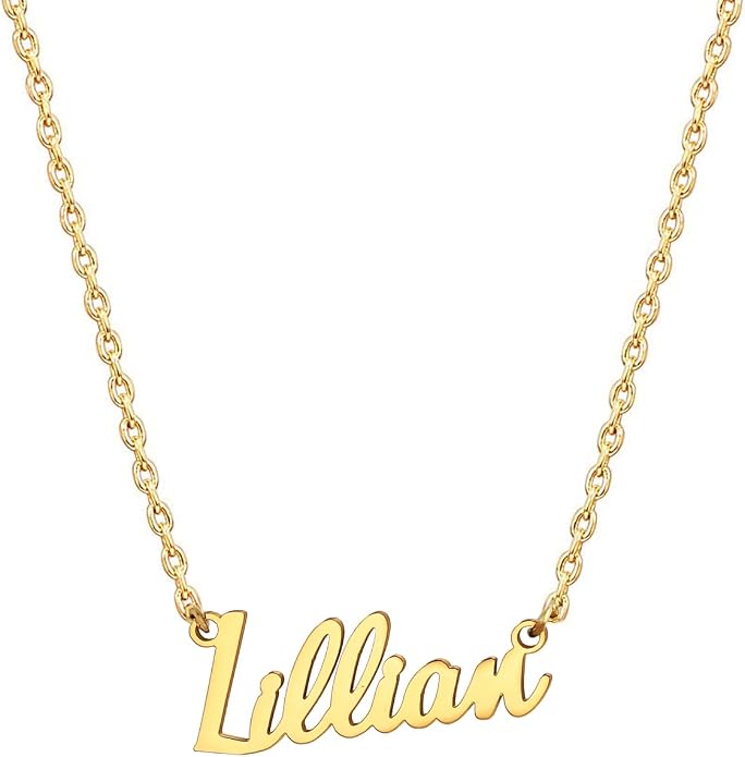 MOMOL 18K Gold Plated Stainless Steel Name Necklace Personalized Custom Name Necklace Customized Nameplate Necklace for women